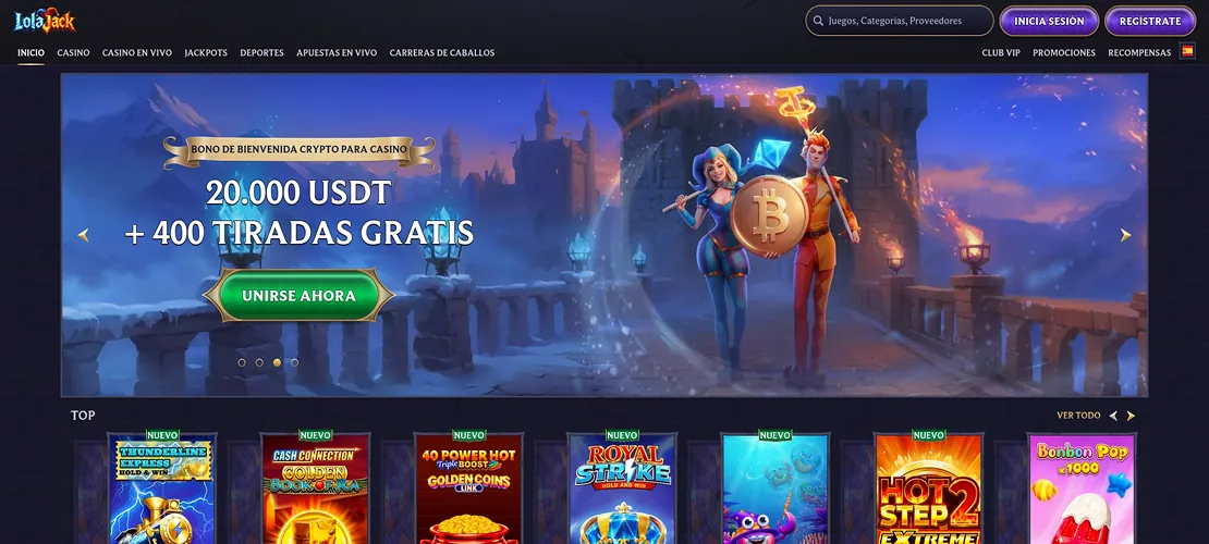 Captura de LolaJack: apuestas deportivas y niveles del programa VIP