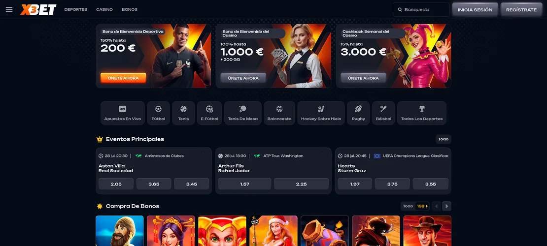 Captura de X3bet: registro sencillo y tragaperras con depósito mínimo